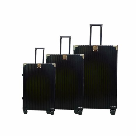 Classic suitcase set with hard shell, PC ABS aluminum 4 metal corners for protection