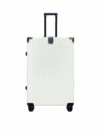 Hard shell suitcase set, PC ABS aluminum 4 metal corners for protection white