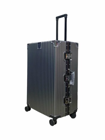 Hard shell suitcase set, PC ABS aluminum 4 metal corners for protection gray