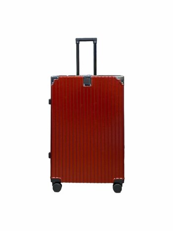 Hard shell suitcase set, PC ABS aluminum 4 metal corners for protection red