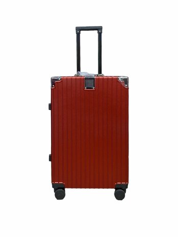 Hard shell suitcase set, PC ABS aluminum 4 metal corners for protection red