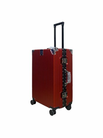 Hard shell suitcase set, PC ABS aluminum 4 metal corners for protection red