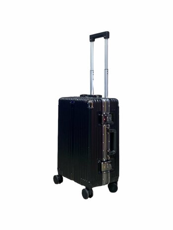 Black hard shell suitcase set, PC ABS aluminum 2-piece Large suitcase + hand luggage