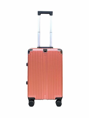 Suitcase set Light pink with hard shell, PC ABS aluminum 2 pieces Large suitcase + hand luggage