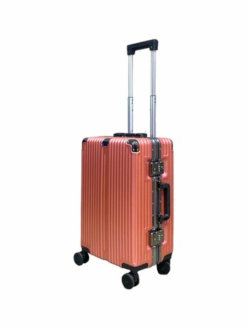 Kofferset Licht roze met harde schaal, PC ABS aluminium&nbsp; 2 delig&nbsp;Grote koffer + handbagage 