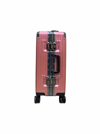 Suitcase set Light pink with hard shell, PC ABS aluminum 2 pieces Large suitcase + hand luggage