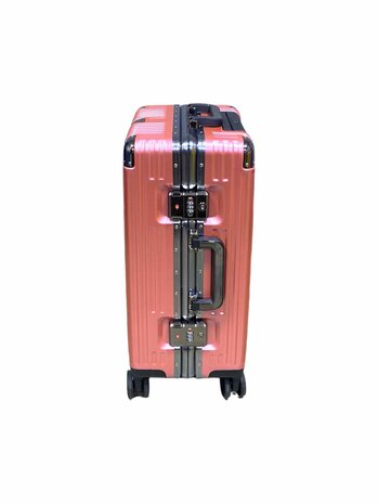 Set de valises Rose clair avec coque rigide, PC ABS aluminium 2 pi&egrave;ces Grande valise + bagage &agrave; main