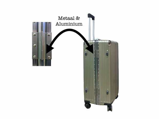 Suitcase set Mocha gray with hard shell, PC ABS aluminum 2-piece Large suitcase + hand luggage