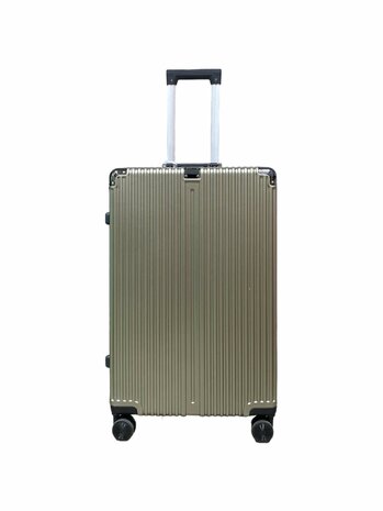 Set de valises Moka gris avec coque rigide, PC ABS aluminium 2 pi&egrave;ces Grande valise + bagage &agrave; main