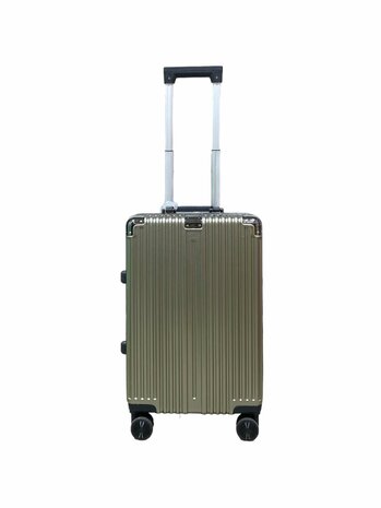 Set de valises Moka gris avec coque rigide, PC ABS aluminium 2 pi&egrave;ces Grande valise + bagage &agrave; main