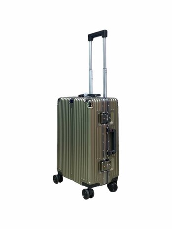 Suitcase set Mocha gray with hard shell, PC ABS aluminum 2-piece Large suitcase + hand luggage