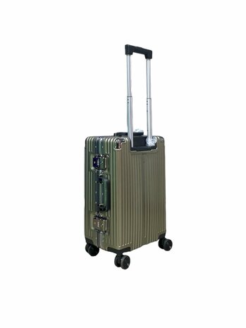 Set de valises Moka gris avec coque rigide, PC ABS aluminium 2 pi&egrave;ces Grande valise + bagage &agrave; main