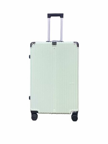 Hard shell suitcase set, PC ABS aluminum 2 pieces Large suitcase + hand luggage dark dark + Light green