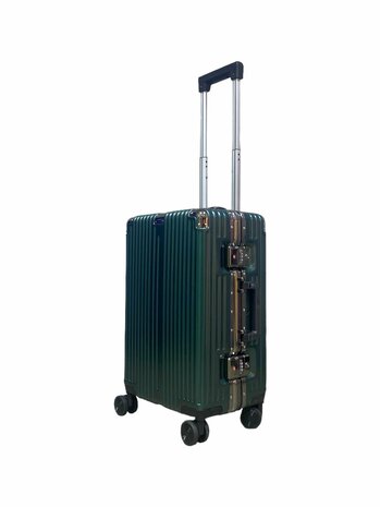 Set de valises rigides, PC ABS aluminium 2 pi&egrave;ces Grande valise + bagage &agrave; main dark dark + Vert clair