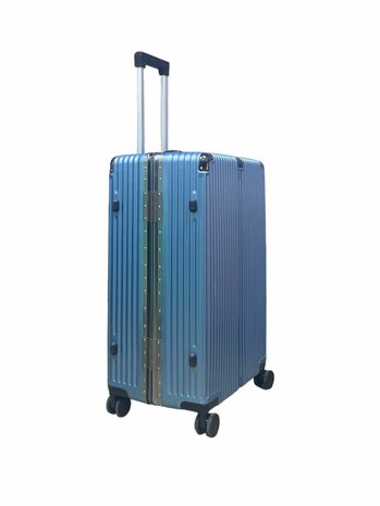 Set de valises rigides, PC ABS aluminium 2 pi&egrave;ces Grande valise + bagage &agrave; main vert fonc&eacute; + bleu clair