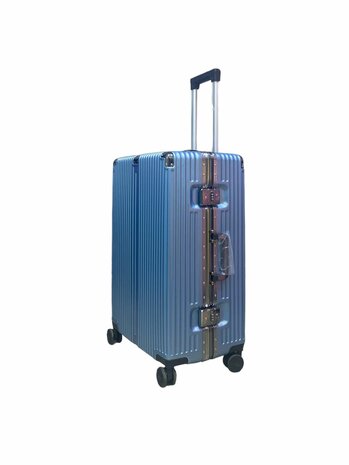 Set de valises rigides, PC ABS aluminium 2 pi&egrave;ces Grande valise + bagage &agrave; main vert fonc&eacute; + bleu clair