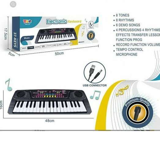 37-note keyboard - Toy music piano - with microphone - 37 CM