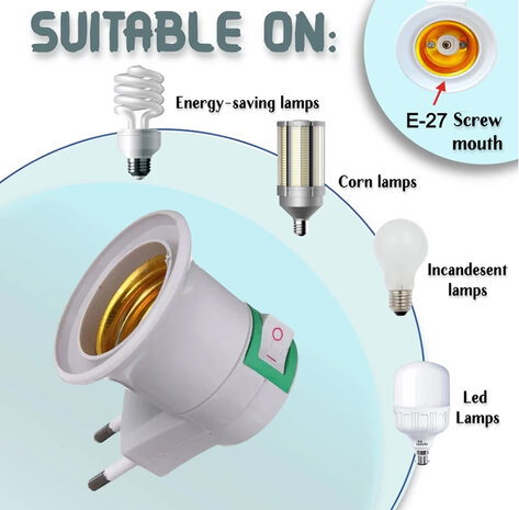 EU-Stecker mit E27-Fassung + Ein-/Ausschalter