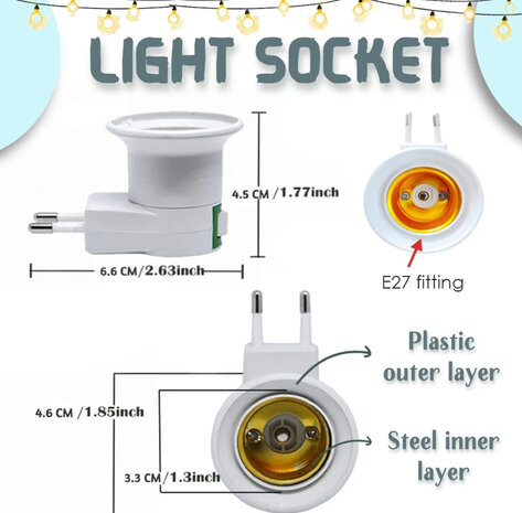 EU plug with E27 fitting + on/off switch