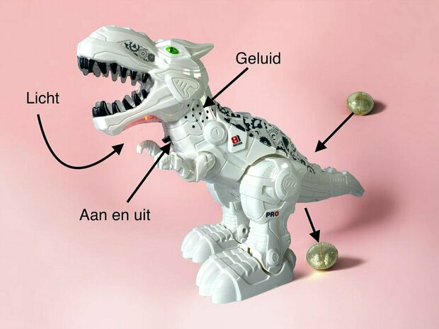 Robot Tyrannosaurus Rex - kan bewegen en lopen - legt eieren - licht en dino geluiden 30CM