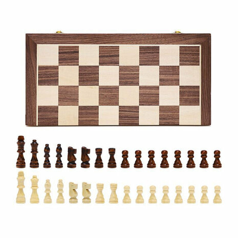 Chessboard - Wooden - 45x45cm - Foldable - 2 Extra Queens