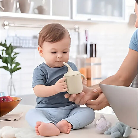 Siliconen baby servies set - 6 delig - donker roze