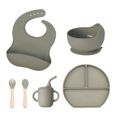 Silicone baby tableware set - 6 pieces - vert