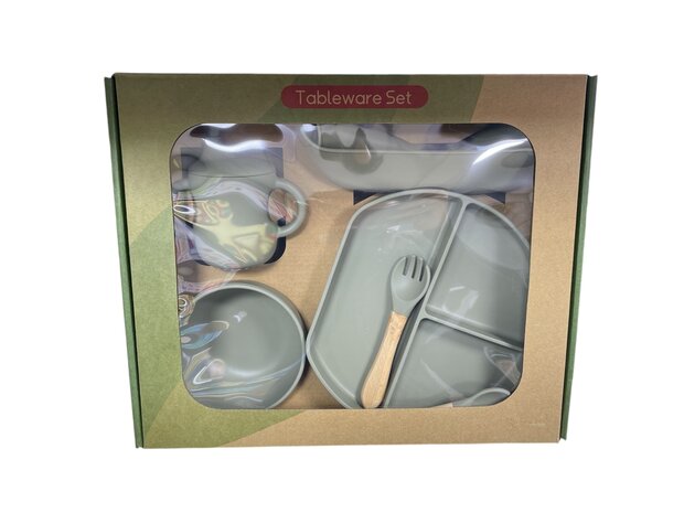 Silicone baby tableware set - 6 pieces - vert