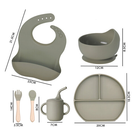 Siliconen baby servies set - 6 delig - groen