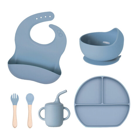 Babygeschirrset aus Silikon &ndash; 6-teilig &ndash; blue