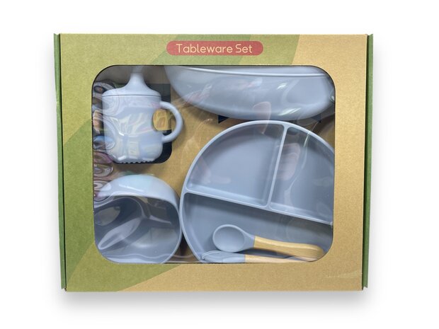 Babygeschirrset aus Silikon &ndash; 6-teilig &ndash; blue