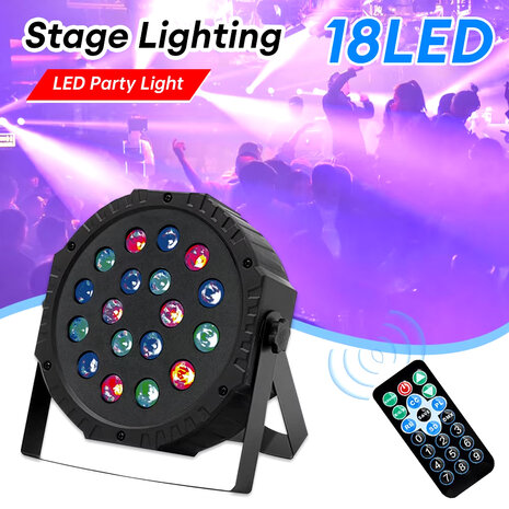 LED par light - 18 LED - disco licht - incl. afstandsbediening - Dmx 512 - RGB