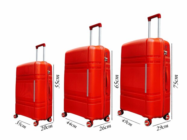 Luxe Kofferset - Trolleyset 3-delig - PP silicone reiskoffer - Rood