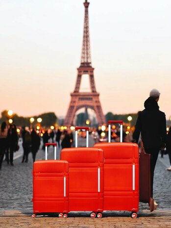 Luxe Kofferset - Trolleyset 3-delig - PP silicone reiskoffer - Rood