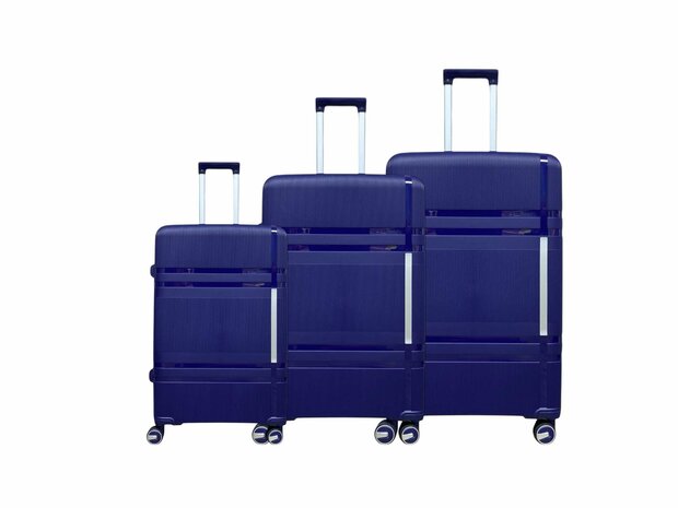 Luxe Kofferset - Trolleyset 3-delig - PP silicone reiskoffer - donkerblauw