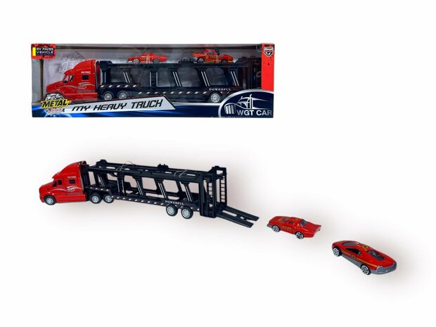 Vrachtwagen autotransporter&nbsp;+ 2 mini 3in1 - pull-back drive Truck