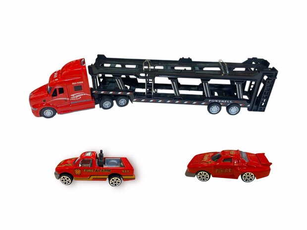 Vrachtwagen autotransporter&nbsp;+ 2 mini 3in1 - pull-back drive Truck