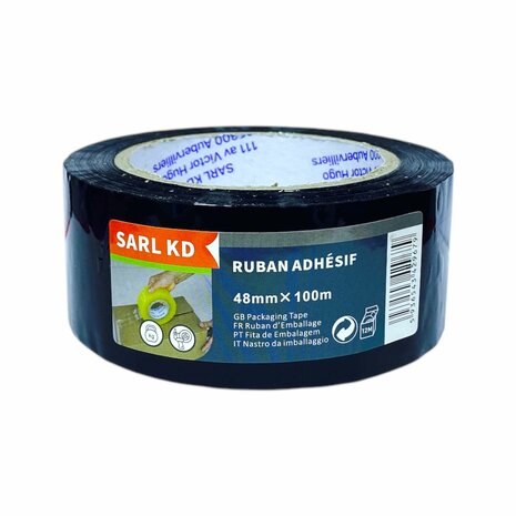 Verpakkingstape zwart 48mm X 100m - Plakband -