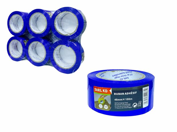 Verpakkingstape Blauw 48mm X 100m - Plakband -