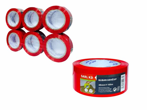 Verpakkingstape Rood 48mm X 100m - Plakband -