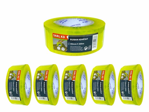 Verpakkingstape gele transparant 48mm X 200m -Plakband-