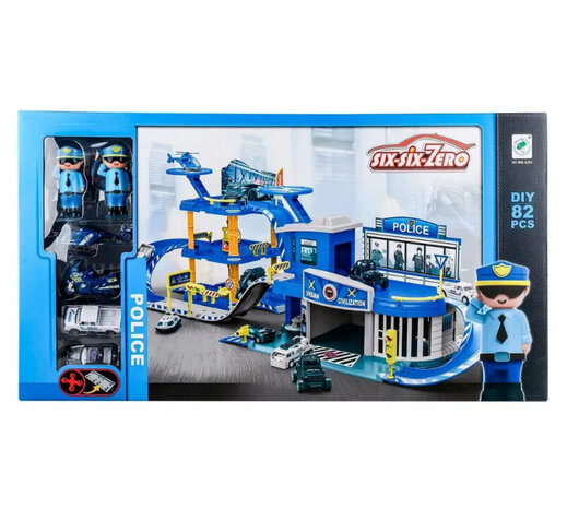 Politiebureau garage - 82-delig set 86.5CM Police Garage DIY Set - XXL 