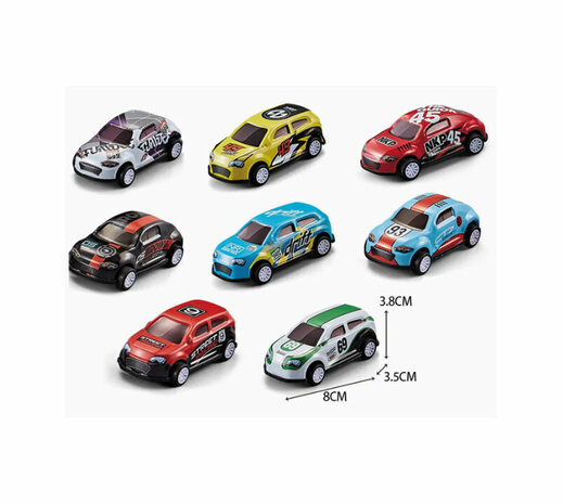 Race Sport cars - 6 verschillende mini auto&#039;s met pull back drive 